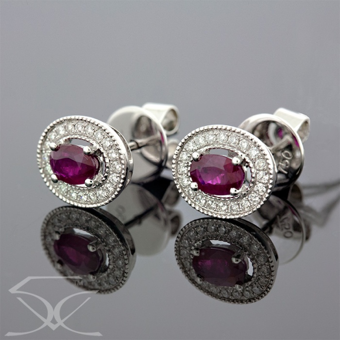 Diamond Stud Ruby Earrings